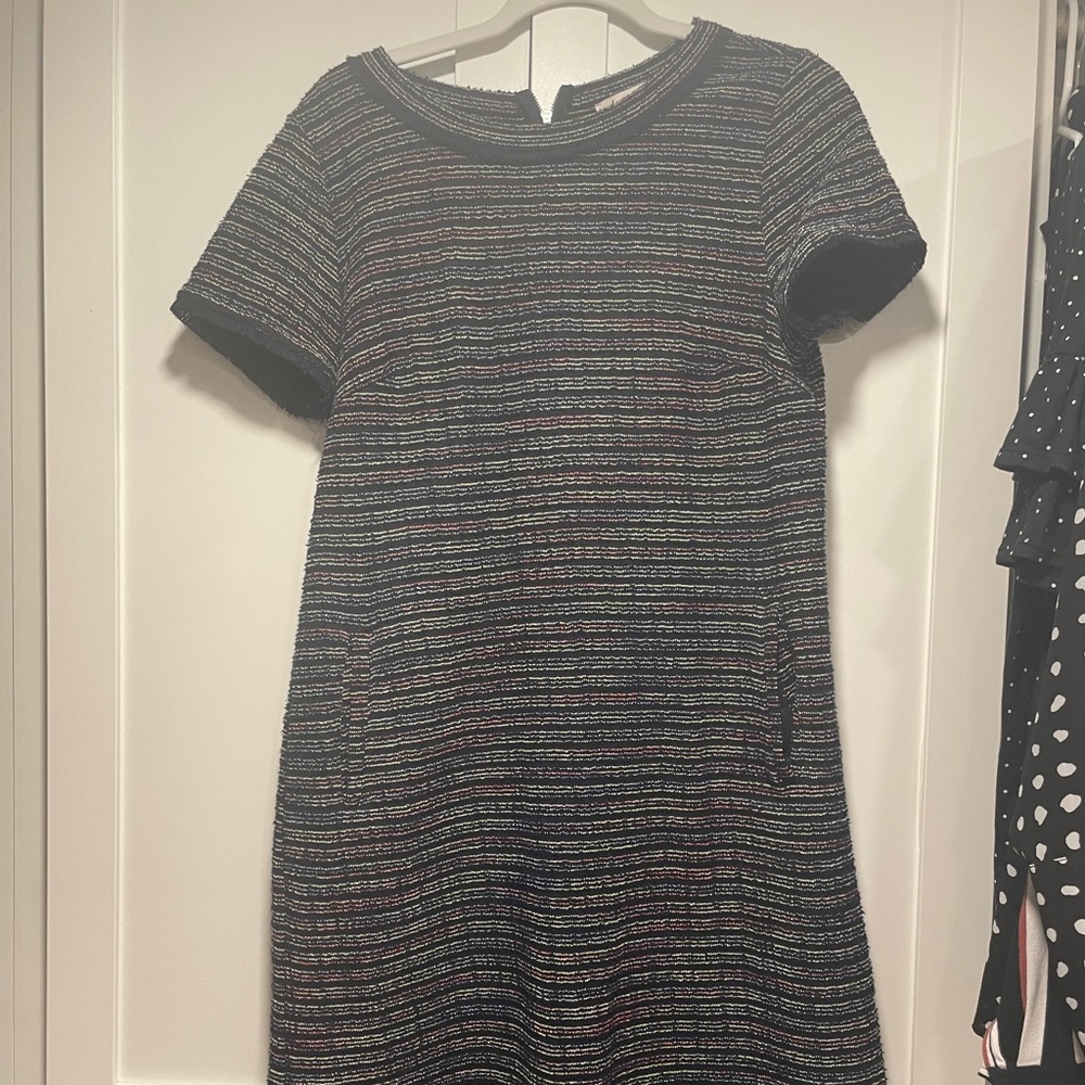 Loft short sleeve, blue and multi colored shift dress